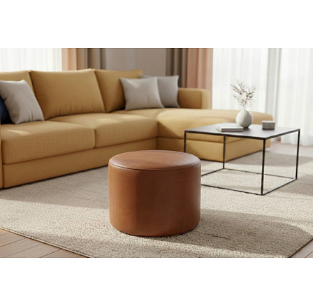 PUF TILIA Ø52 CM PRÍRODNÁ KOŽA PUF TILIA Ø52 CM PRÍRODNÁ KOŽA