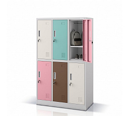Skriňa IGORTEK MULTICOLOR 2: zadná strana ŠEDÁ RAL 7035 + RAL 3015/ RAL 6027/ RAL 8025/ RAL 9010 H1500*Š900*H450
