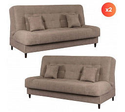 Sada 2x Rozkladacia Pohovka NEPAL Hnedá