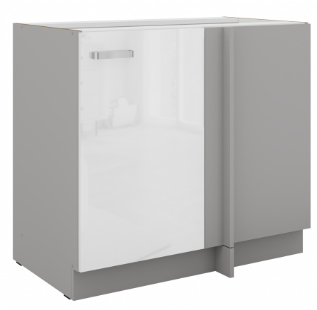 Dolní rohová skřínka BIANCA - 105 ND 1F BB, Šedá / Bílý lesk Dolní rohová skřínka BIANCA - 105 ND 1F BB, Šedá / Bílý lesk