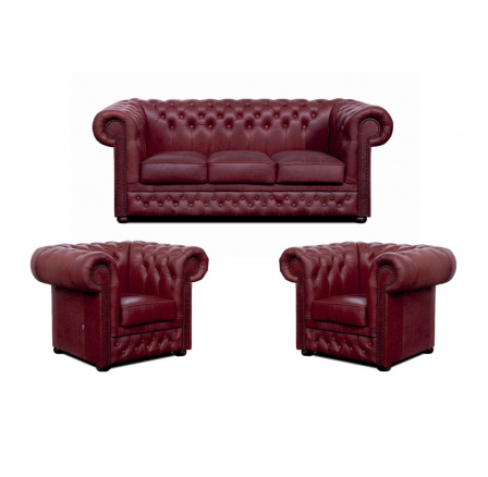 Sedacia súprava Chesterfield Lord 3+1+1 koža bordó Sedacia súprava Chesterfield Lord 3+1+1 koža bordó