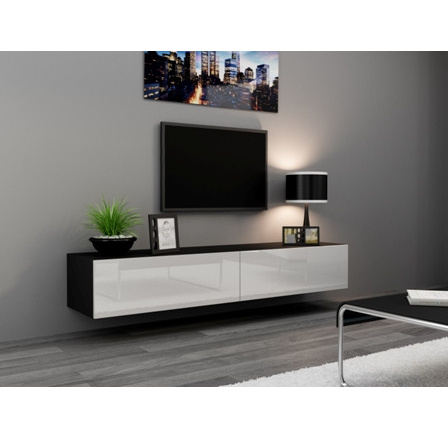 TV komoda VIGO 180, čierna/ biela lesk