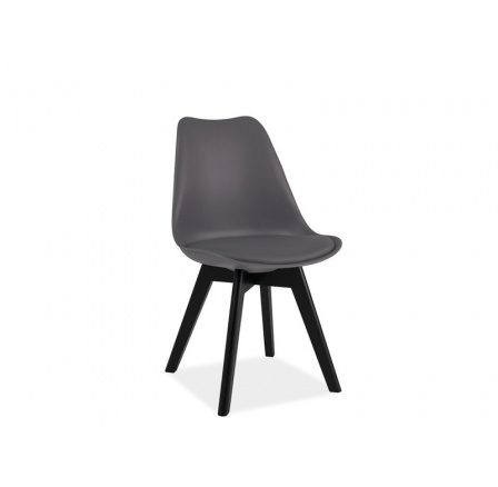KARI II - Jedálenská stolička sivý sedák z ECO kože/nohy čierne (KRISIICSZ) (S) (K150-Z)