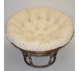 Ratanový papasan 115 cm hnedý - poduška svetlo béžový melír