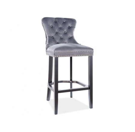Barová stolička AUGUST H-1 Velvet, čierna/sivá Bluvel 14