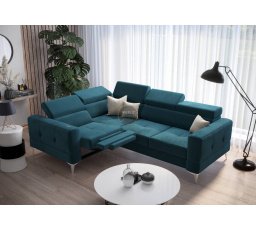 Rohová sedacia súprava TOSCANIA, relax s funkciou spania 185x250 - modrá, ľavá