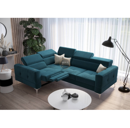 Rohová sedacia súprava TOSCANIA, relax s funkciou spania 185x250 - modrá, ľavá