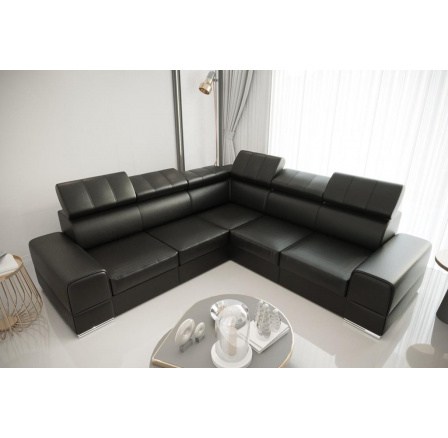 Rohová sedacia súprava ROYAL MAX 286×286 - čierna eko koža, ľavá Rohová sedacia súprava ROYAL MAX 286×286 - čierna eko koža, ľavá