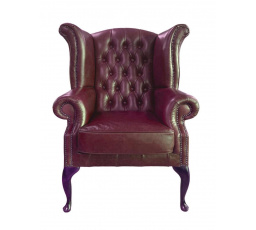 Kreslo Chesterfield Queen koža bordó