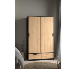 Šatní skriňa LINCOLN 2D2S, Čierny mat/Jackson hickory