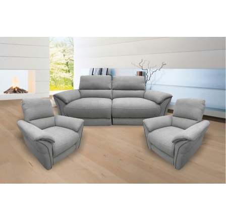 MACAU - SEDACIA SÚPRAVA 3+1+1 (50035M) AL1.5-1E+AR1.5-1E+L1-1E+L1-1E relaxačné elektrické polohovateľné kreslo - látka 20810/15875# svetlo sivá (MAN) CH19