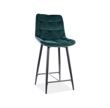 CHICH H-2 Zamatová barová stolička, čierna/zelená Bluvel 78
