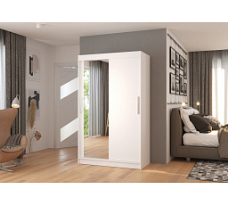 Posuvná skriňa so zrkadlom BARIO 120 Biela+Biela