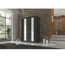 Posuvná skriňa s lacobelom KAREN 150 Čierna+Biely Lacobel