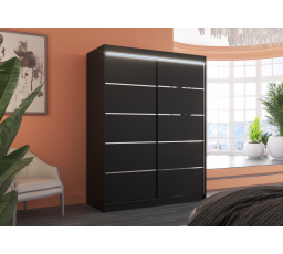 Posuvná skriňa s LED osvetlením LUFT 150 Čierna+Čierna