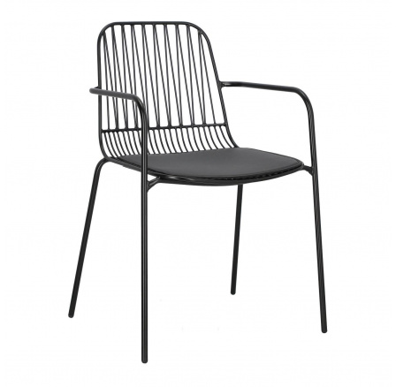 Stolička Willy Arm Black s vankúšom PU