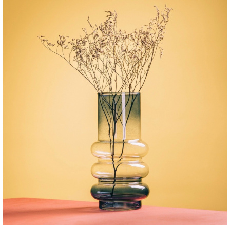 Váza CIRCLE modro-transparentné ombre sklo 11x26cm 726828