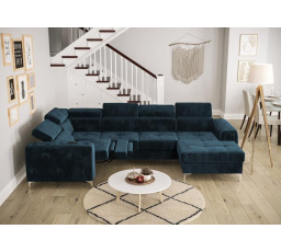 Rohová sedacia súprava ORION MAX III, relax s funkciou spania 165x320x190 cm - modrá, pravá