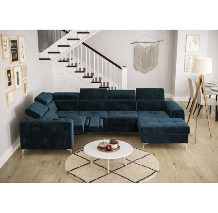Rohová sedacia súprava ORION MAX III, relax s funkciou spania 165x320x190 cm - modrá, pravá