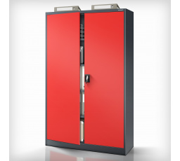 Kovová kancelárska skriňa na dokumenty antracitovo-červená JAN II, 1150 x 1850 x 400 mm