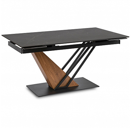 Stôl REX Keramický Rozkladací 160-220 cm Čierny Mramor/Orech