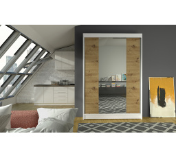 Šatní skriňa LINORA II 120, Biela/Dub artisan