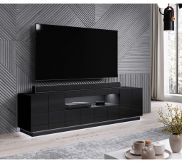 TV komoda REJA, čierna lesklá/čierna lesklá