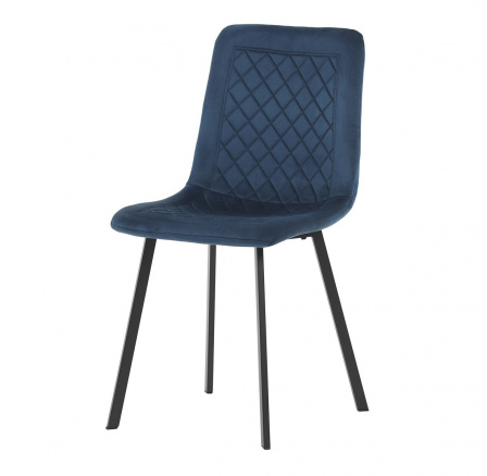 Jedálenská stolička, modrý zamat, čierny matný kov