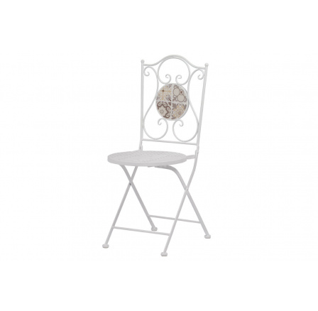 Záhradná stolička, keramická mozaika, kovová konštrukcia, biely matný lak (typické pre stôl US1000)