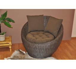 Ratanové kreslo Gentong hnedé s vankúšom