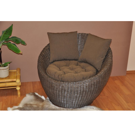 Ratanové kreslo Gentong hnedé s vankúšom Ratanové kreslo Gentong hnedé s vankúšom