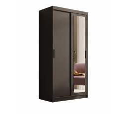 Šatní skriňa s posuvnými dverami a zrkadlom Hailey 100 Čierna+Čierna