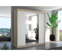 Zrkadlová posuvná skriňa PERQS 200 Sonoma+White