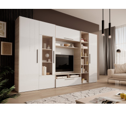 Obývacia stena SMERA White Shine+Sonoma