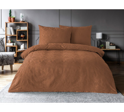 Saténová obliečka na vankúš so žakárovým vzorom listy hnedé 50x50