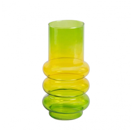 Váza CIRCLE sklo žlto-zelený ombre 11x26cm 726835