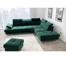 Rohová sedacia súprava GALAXY s funkciou spania 225x280 - zelená, pravá