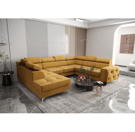 Rohová sedacia súprava ORION MAX I s funkciou spania 225X350X255 cm - žltá, pravá Rohová sedacia súprava ORION MAX I s funkciou spania 225X350X255 cm - žltá, pravá