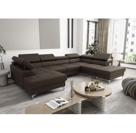 Rohová sedacia súprava TOSCANIA MAX II 170x350x220 prírodná koža - pravá, Hnedá koža