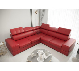 Rohová sedacia súprava ROYAL MAX 286x286 prírodná koža - červená koža, ľavá