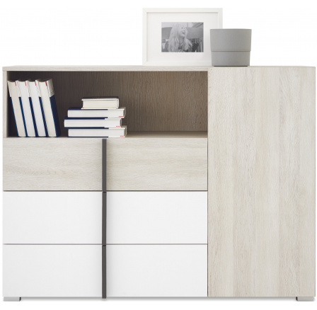 Komoda REMO RM9, Dub Wilton Biela/Biela Lux/Antracit