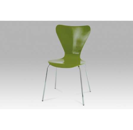 Jedálenská stolička chróm / preglejka zelená (lesklá)