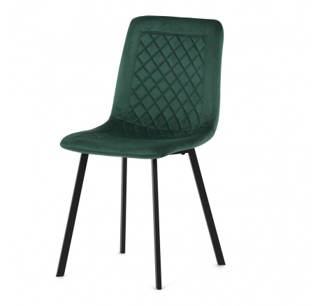 Jedálenská stolička, zelený zamat, čierny matný kov
