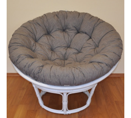 Ratanový papasan 100 cm biely, sivé odlesky