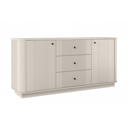 VESPER KOMODA 160 2D3SZ - kašmír mdf / kašmír / čierne úchyty / sokel VESPER KOMODA 160 2D3SZ - kašmír mdf / kašmír / čierne úchyty / sokel