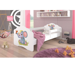 Posteľ s matracom a zábranou CASIMO ELEPHANT 140x70 Biela
