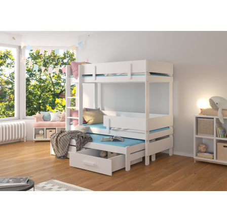 Trojposchodová posteľ s matracmi ETAPO 180x80 Biela
