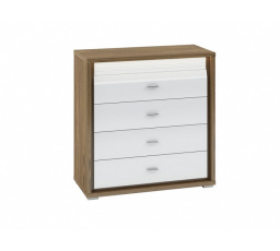 Komoda DALLAS 05-01, prírodný orech/MDF biely lesk