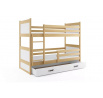 Detská poschodová posteľ RICO so zásuvkou 90x200 cm, bez matraca, Prírodná/Biela