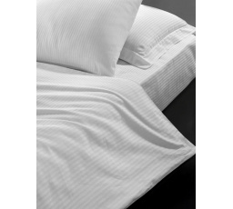 Hotelové obliečky 140x200, 70x90cm Atlas gradl Biele - česané 145g/m2, prúžok 4 mm nitkový gombík